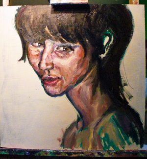 Across the Room, in progress, oil on canvas by Nick Ward